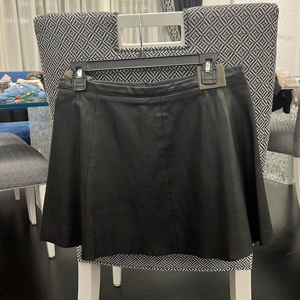Love Leather black flair mini skirt